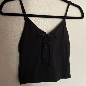 Black lace up bust crop top